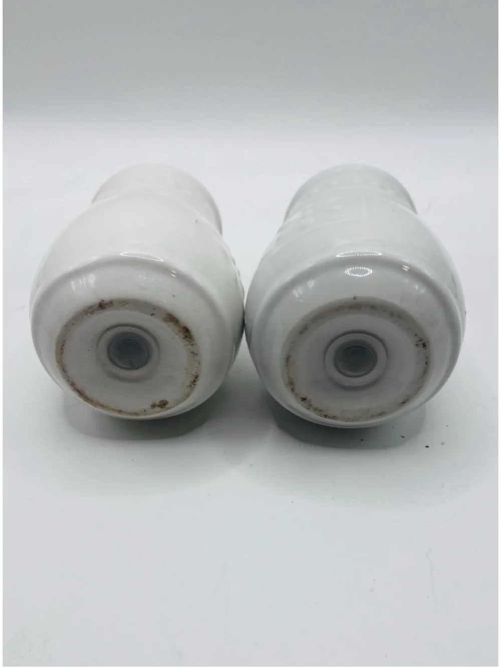 Totally Today Salt & Pepper Shakers White Ceramic Embossed Floral Dots